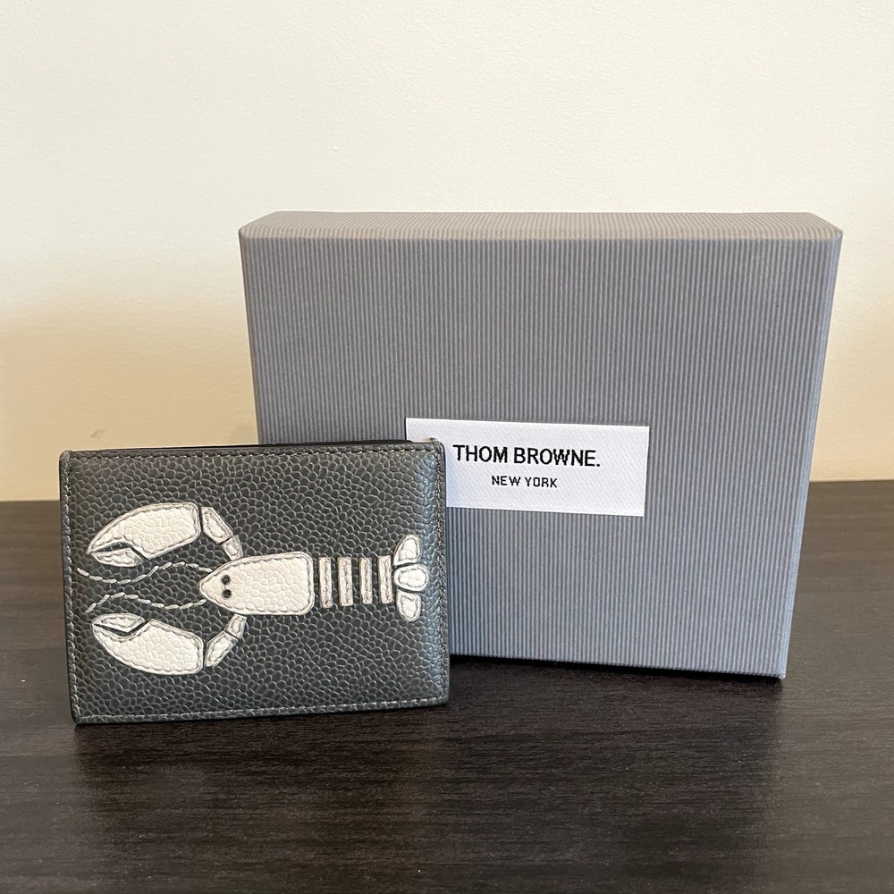 Thom Browne Pebble Grain Leather Lobster Applique Card Holder